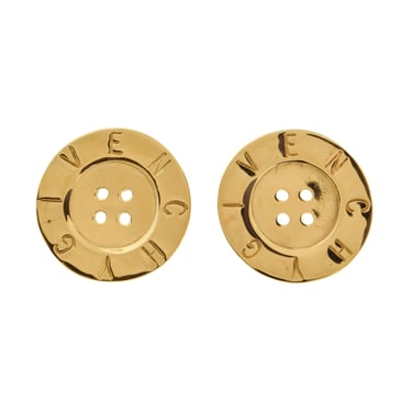 Givenchy Vintage Gold Namesake Button Motif Earrings
