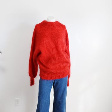 80s Red Mohair Sweater - L 