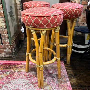 Bamboo stools, 3 available. 14.5” x 30.5” foot pegs at 12” 