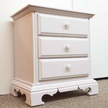 White Three Drawer Nightstand