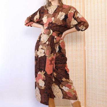 Cocoa Rose Abstract Belted Dress M/L