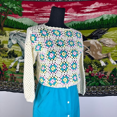 Vintage Hand Crocheted “Granny Squares Sweater 