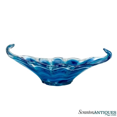 Mid-Century Italian Murano Blue Art Glass Centerpiece Bowl