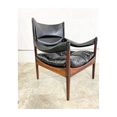 Krisitan Vedel Modus Leather and Rosewood Lounge Chair 