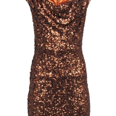 French Connection - Bronze Sequin Cowl Neck Cap Sleeve Dress Sz 4