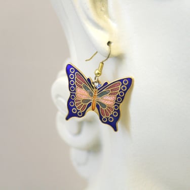 1980s Butterfly Enamel Earrings 