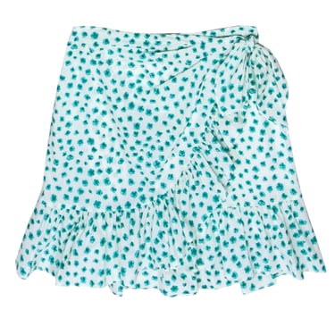 Rebecca Taylor - White & Green Cotton Floral Faux Wrap Skirt Sz 6