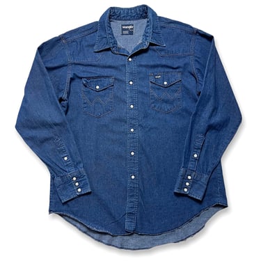 Vintage WRANGLER Denim Western Shirt ~ fits XL ~ 27MW ~ 