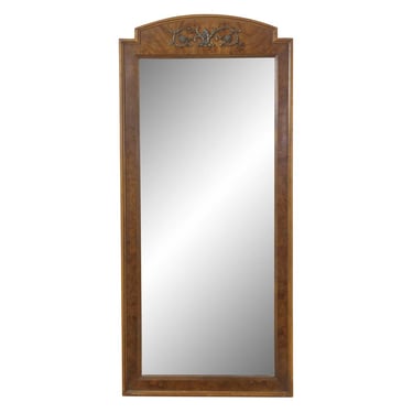 Vintage Veneered Wood Beveled Wall Mirror