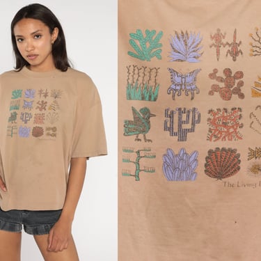 Southwest Desert Shirt Y2K The Living Desert Shirt Bird Cactus Graphic Tshirt Tan Vintage Retro Tee Southwestern Butterfly Large 