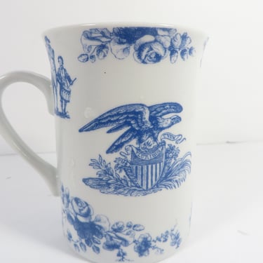 The National Society Daughters of the American Revolution Blue & White Cup Mug 