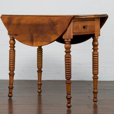 19th Century Country French Provincial Walnut Drop Leaf Side Table or Console 