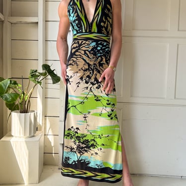 70s Paganne Novelty Maxi Dress | M