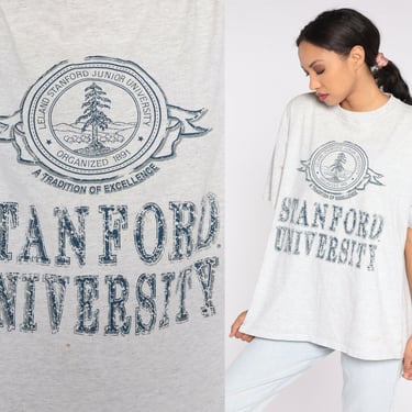 Stanford T Shirt 90s University Shirt Heather Grey California College Shirt Retro Redwood Tree Graphic Cardinals Tee Vintage 1990s 2xl xxl 