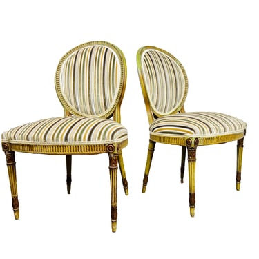 #1071 Pair of 18th Century Louis XVI Period Armless Chairs