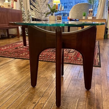 Pearsall Style Sculptural Walnut & Glass Side Table