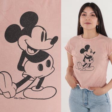 Mickey Mouse Shirt Y2K Baby Tee Disney T-Shirt Cartoon Graphic T Shirt Disneyland Tshirt Streetwear Retro Top Dusty Pink Vintage 00s Small S 