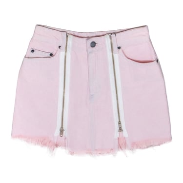 Carmar - Light Pink Denim Skirt w/ Zippers Sz 2