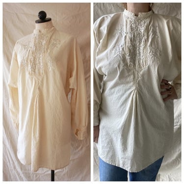 Vintage Traditional Eastern European Linen Tunic with Embroidery 