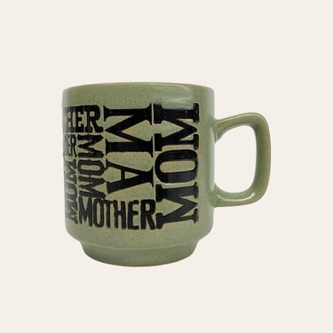 Vintage Mom Mug Retro 1960s Mid Century Modern + Ceramic + Green and Black + Font + Made in Japan + Mothers Day or Birthday + MCM Kitchen 