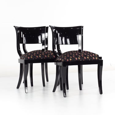 Klismos Style Mid Century Black Lacquer Dining Chairs - Set of 4 - mcm 