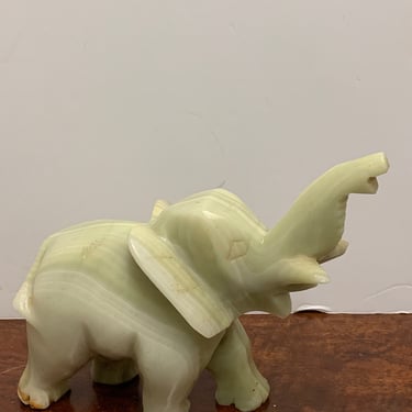 Vintage White Onyx Elephant Sculpture 