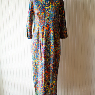 Vintage 1970s Psychedelic Maxi Dress Medium | We Thieves | Cambridge, MA