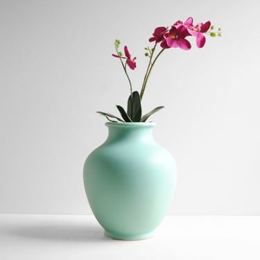 Vintage Turquoise Ceramic Vase, Large Flower Vase 
