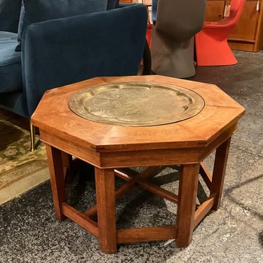 Brass Tray on Teak Stand