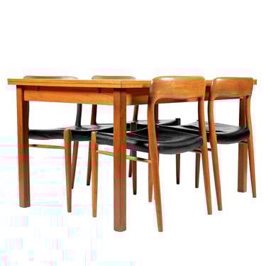 Slim 52” x 34” Apartment Sized Danish Teak Expanding Dining Table