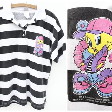 Vintage 90's TWEETY BIRD raver style - polo shirt -  authentic  nineties style 