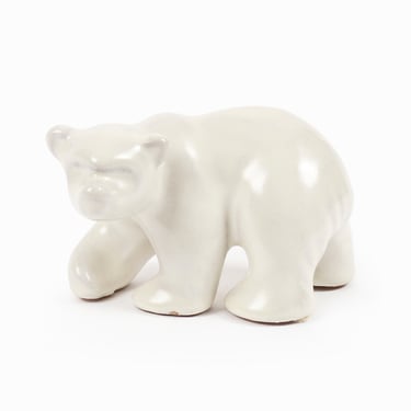 Anna-Lisa Thomson White Ceramic Polar Bear Figurine Sweden Upsala Ekeby 