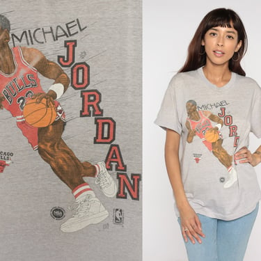 Vintage Michael Jordan Shirt 1986 Chicago Bulls T Shirt MJ NBA Graphic Tee #23 Athletic TShirt Grey 80s Streetwear Sports Mens Medium M 