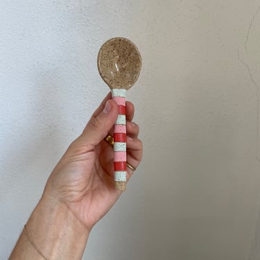 Small Colorful Striped Ceramic Spoon, Handmade Colorful Ceramic Spoon by The Object Enthusiast, unique ceramic gift, small ceramic spoon 