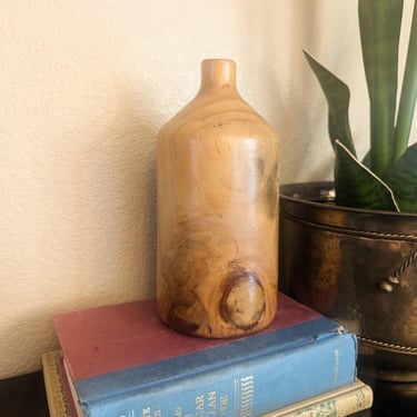 Handturned Bottle-Shaped Wooden Vase 