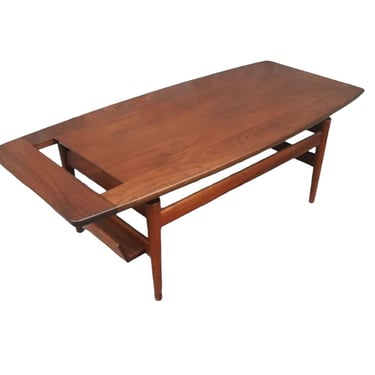 Free Shipping Within Continental US - Vintage Mid Century Modern Jens Risom Teak Floating Top Coffee Table With Magazine Rack 