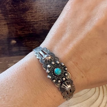 SUN MEDALLION TURQUOISE Vintage Bracelet 12g | Sterling Silver Cuff | Navajo Native American Jewelry | Southwestern 