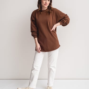 The Terry Sweatshirt in Chocolate | Vintage 90s Crew Sweatshirt | Unisex Terry Interior Blank Cozy Sweat | M L | 