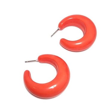 Coral Chunky Lucille Ball Hoop Earrings
