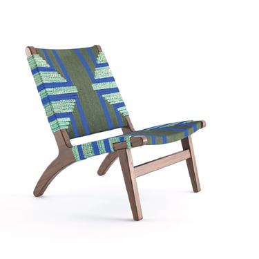 Lounge Chair, Mid Century Chair, Wood Frame, Handwoven Seat, 