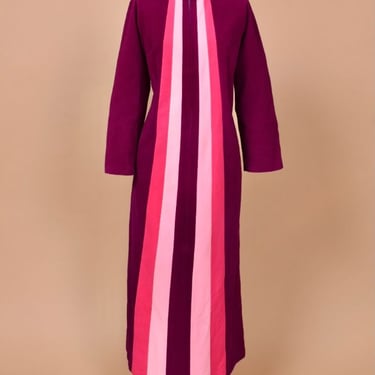 Magenta Striped 70s House Coat By JC Penny, XL