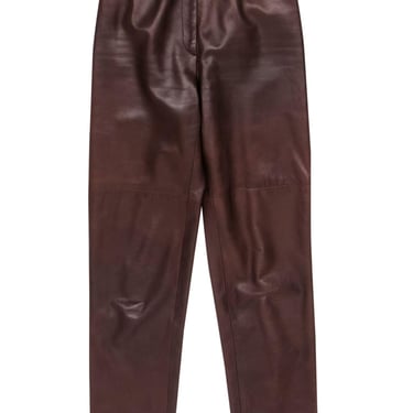 Burberry - Vintage Smooth Brown Leather Pants Sz 2
