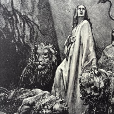 Gustave Doré Daniel In The Den of Lions Original Engraving Book Illustration 