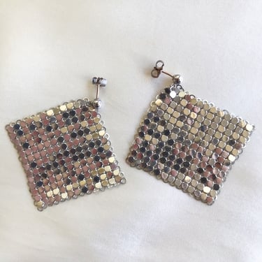 vintage silver earrings beaded earrings woven earrings shining earrings sparkly dangle earrings drop earrings sparkling 