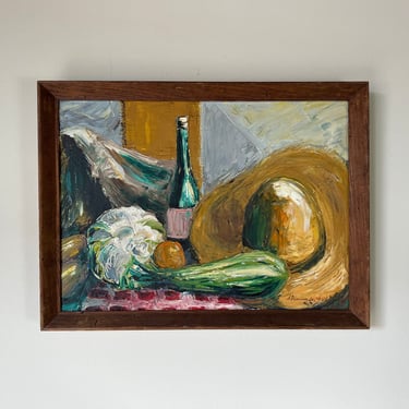 1960's J. Dunning Still Life Oil Painting, Framed 