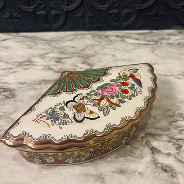 Chinese Painted Fan trinket box