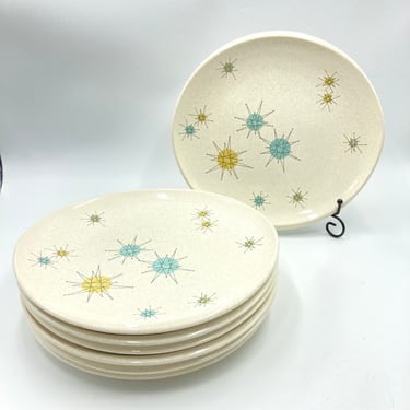 Franciscan Starburst Dinner Plates, Mid Century Atomic Plate, Yellow, Green, Blue Star, Vintage MCM Dinnerware, Sold Individually 