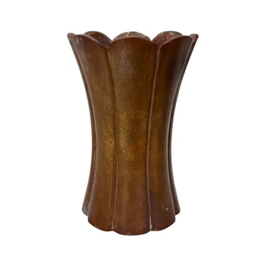 Japanese Scalloped Bronze Vase