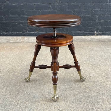 Antique Victorian Piano Stool with Claw Feet, c.1940’s 