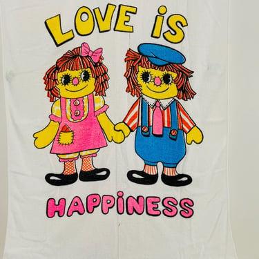 Vintage 1970s Retro LOVE Is Happiness Cannon Towel Cotton Myrtle Beach SC Raggedy Ann and Andy 